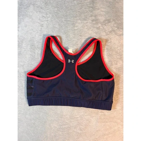 Under Armour Womens Compression Sports Bra Dark Blue Pink Large - Picture 4 of 9